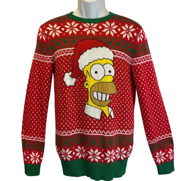 The Simpsons Homer Simpson in a Santa Hat Ugly Christmas Sweater Size Small - Picture 1 of 4